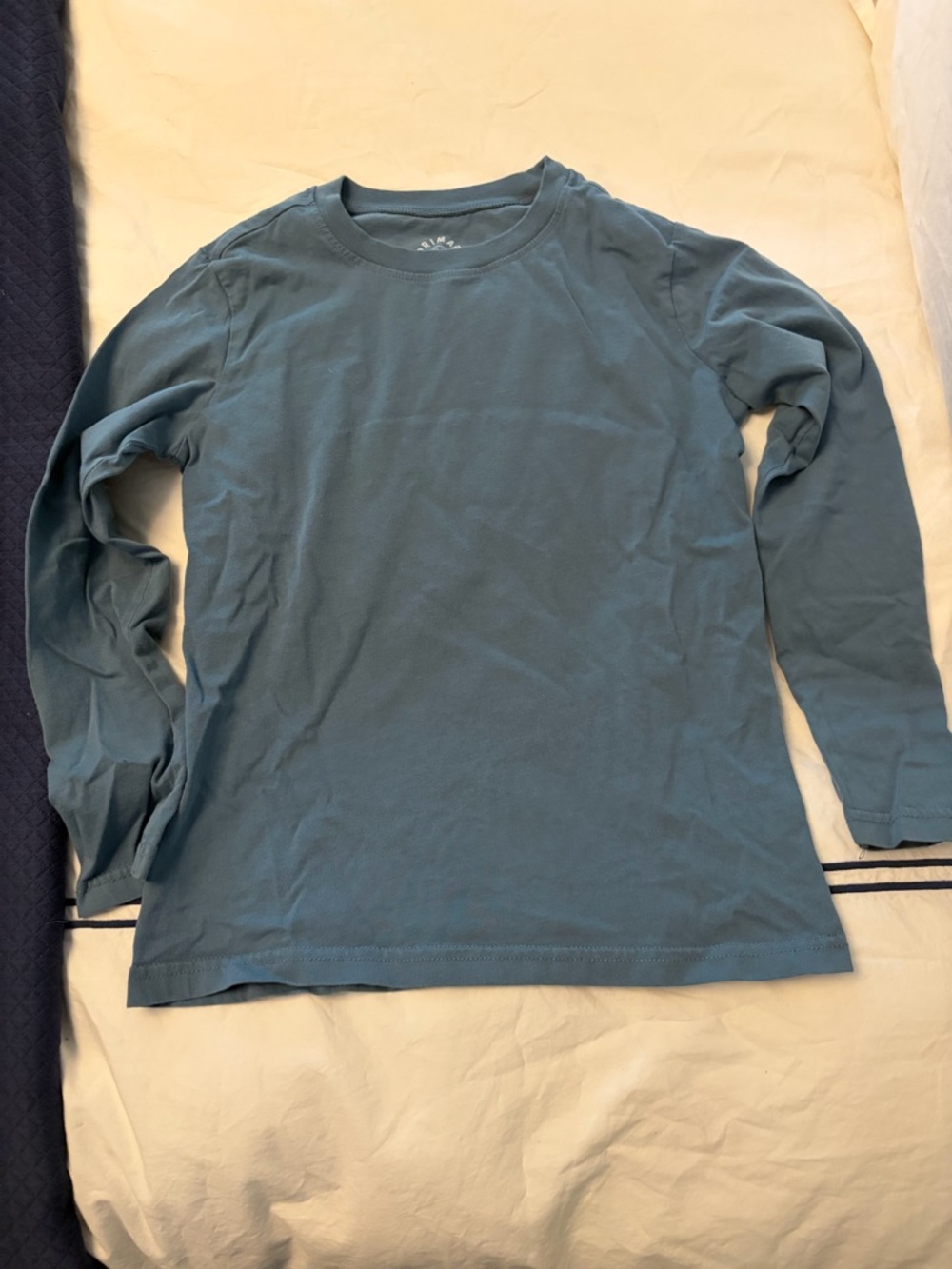 Primary Kids Size 8-9 Long Sleeve Crewneck Tee - Dusty Blue